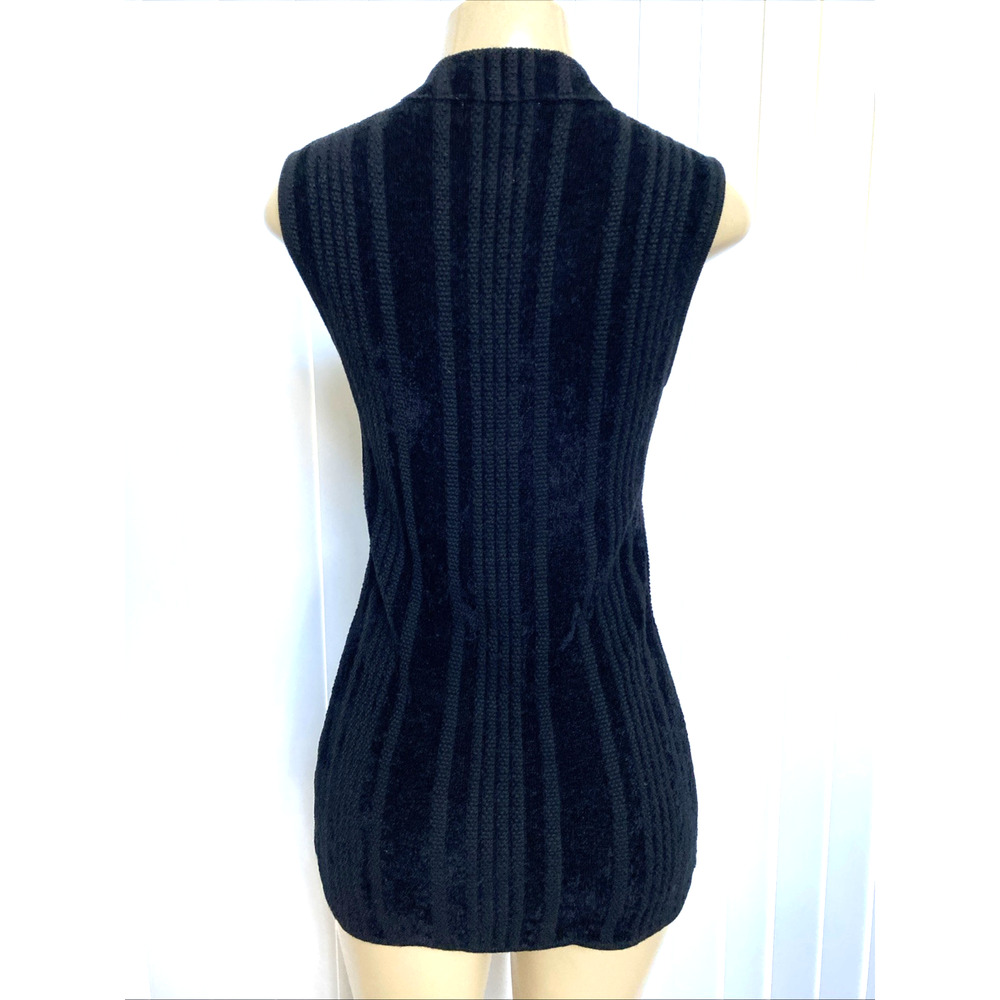 Thakoon Collective Crochet Sleeveless Sweater Top Knit Black Cream Velve… - Picture 3 of 10